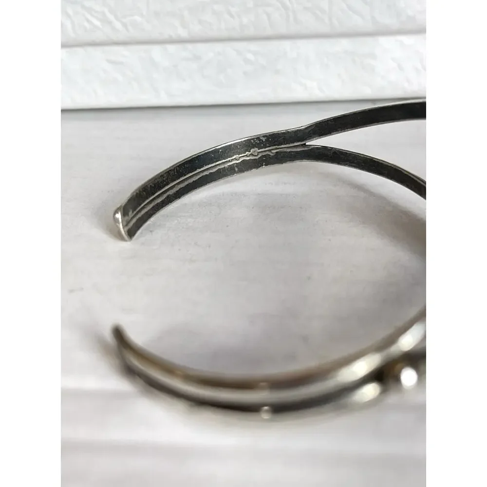 VTG Navajo Turquoise Sterling Silver Cuff Bracelet Native Southwest Western 6.6”